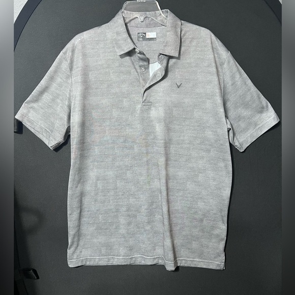 Callaway Polo Shirt Men's Sz Large Grey Geometric Like Golf Performance Opti Dri - Picture 1 of 4